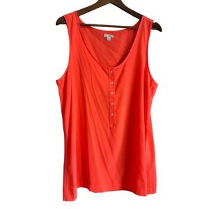 Gap Womens Tall Orange Button Front Sleeveless Tank Top Shirt Size L